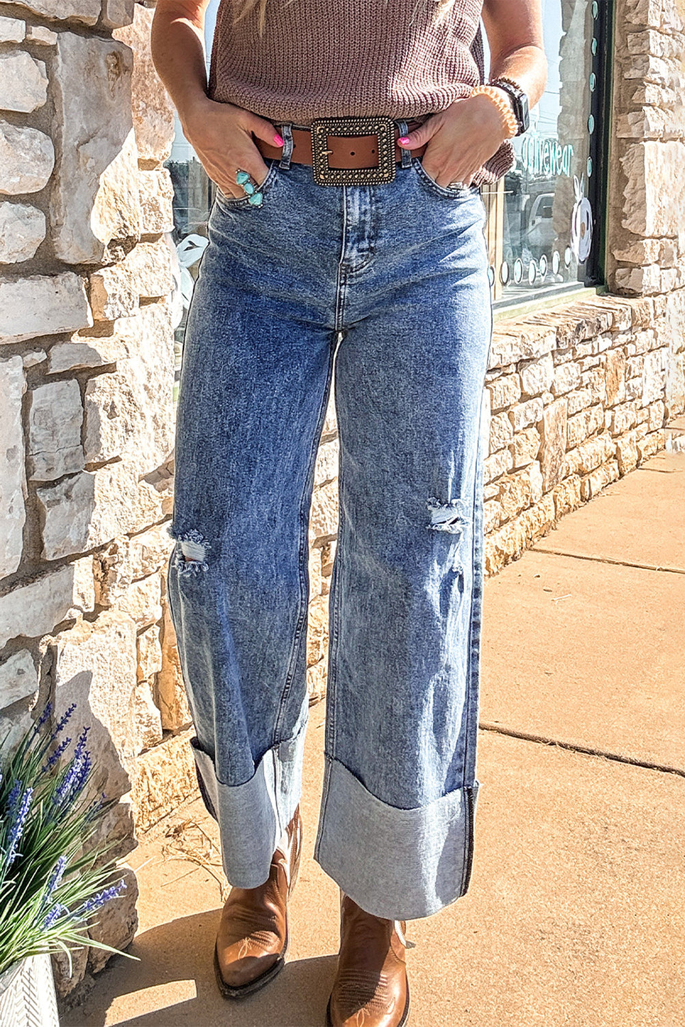 Blue Mineral Cuff Jeans LT