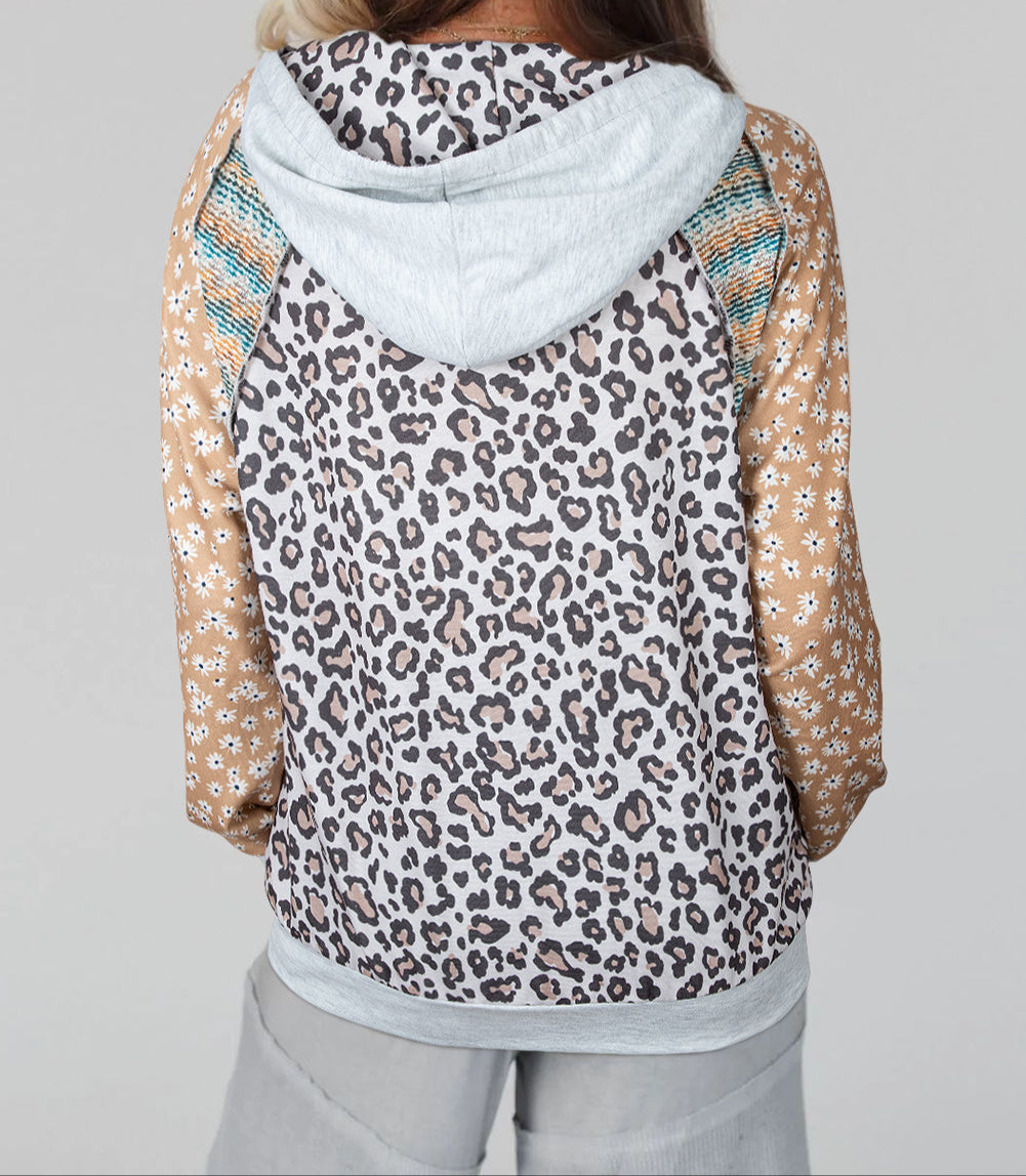 Multicolor Leopard Patchwork Hoodie LT