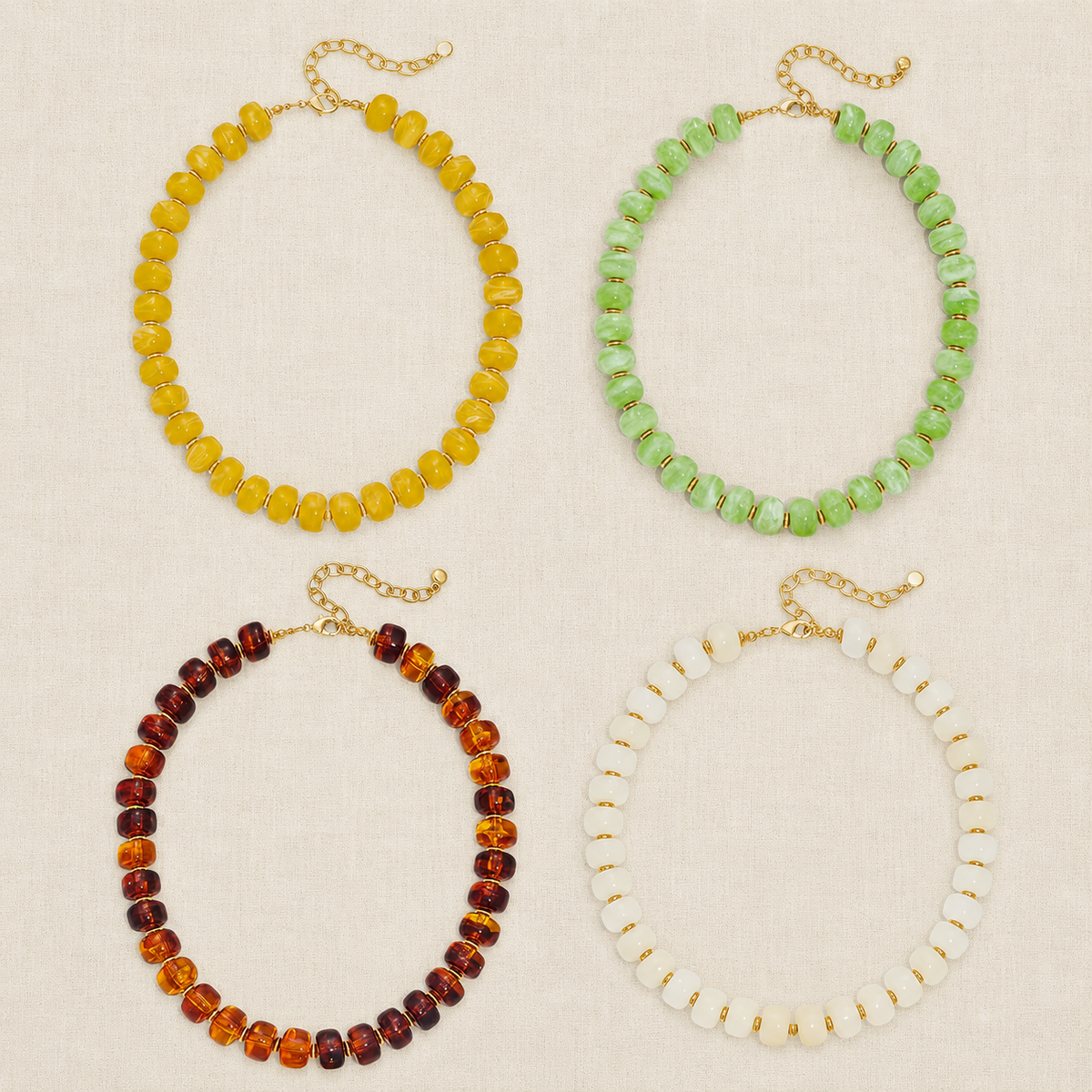 Natural Stone Fall Beaded Necklaces RTS