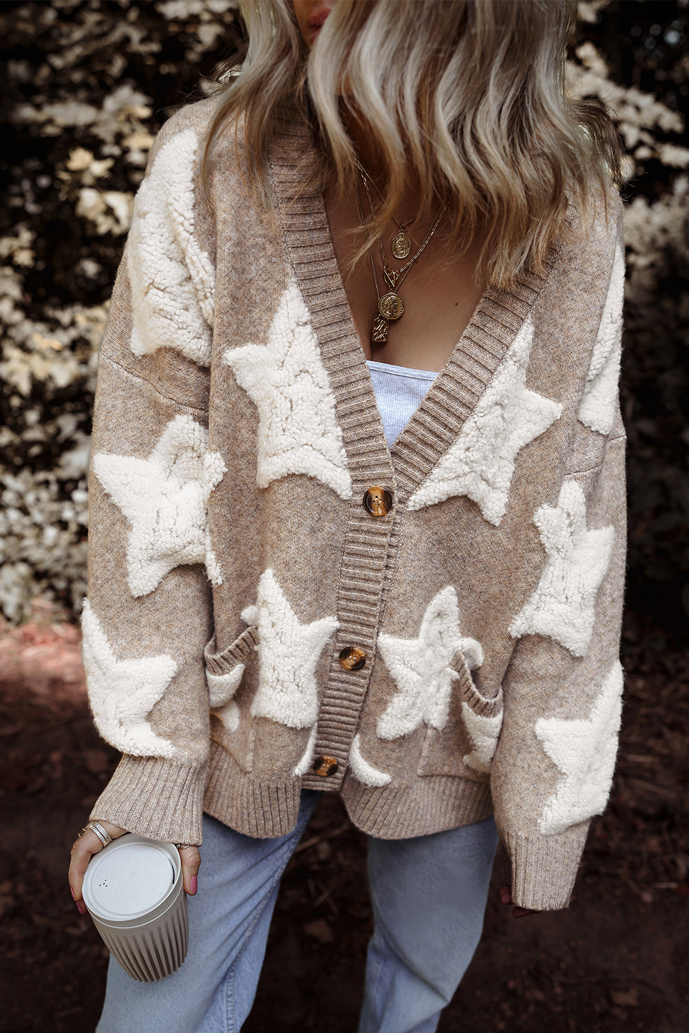 Khaki Sherpa Star Cardigan LT