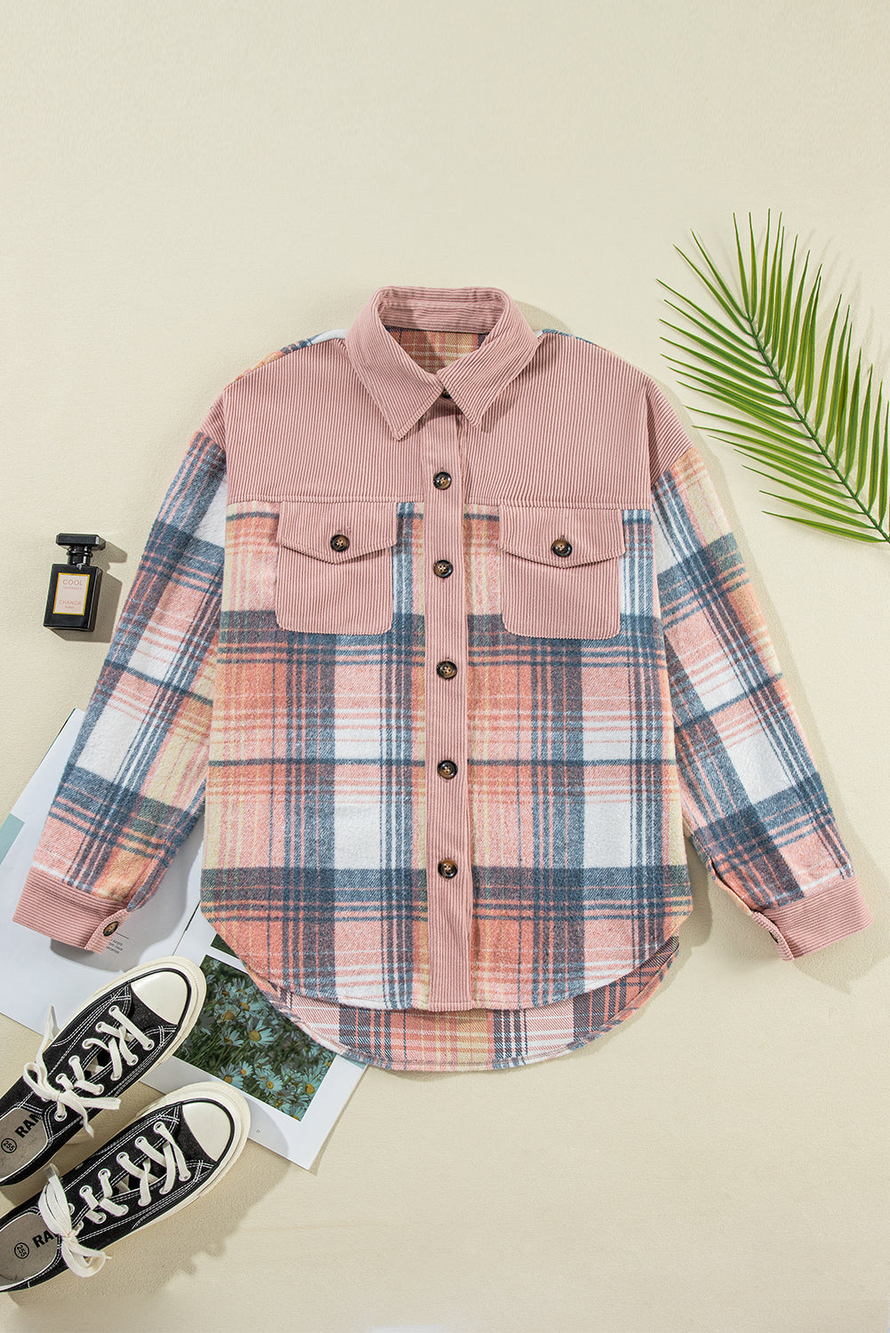 Light Pink Plaid Shacket LT