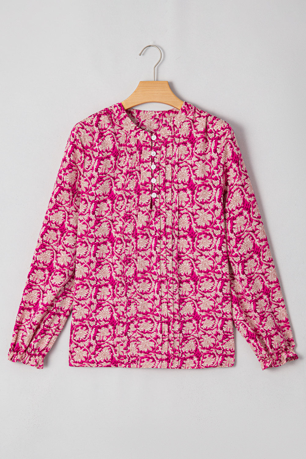 Pink Floral Pleated Blouse LT