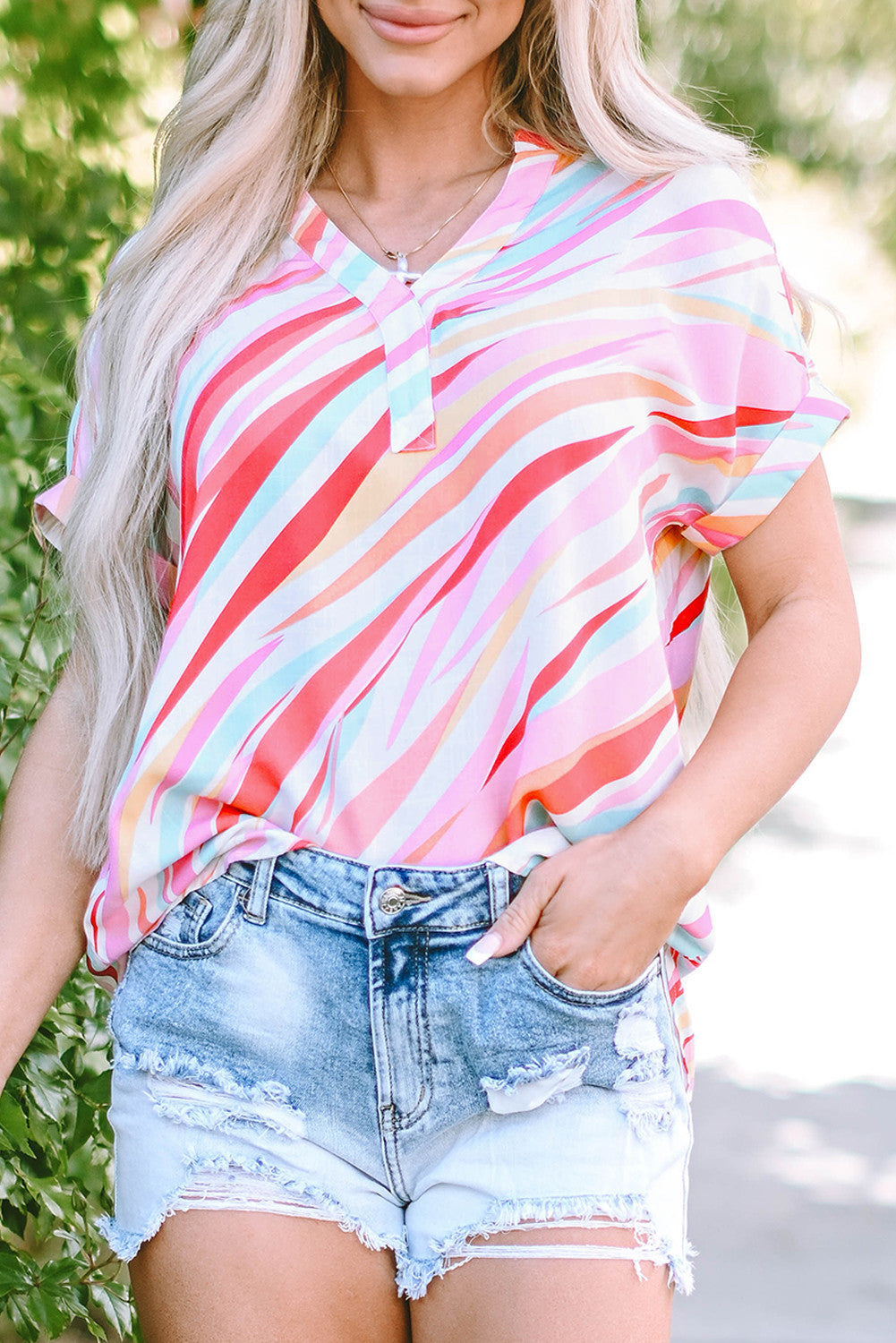 Abstract High Low Blouse