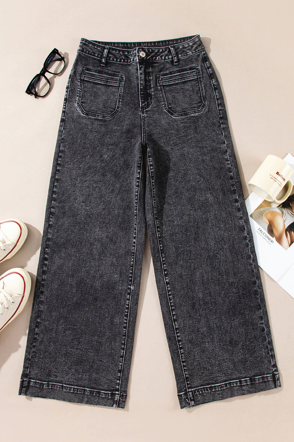 Black Straight Leg Loose Jeans LT