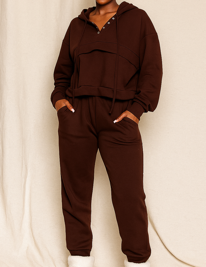 Button Hoodie Jogger Set FB