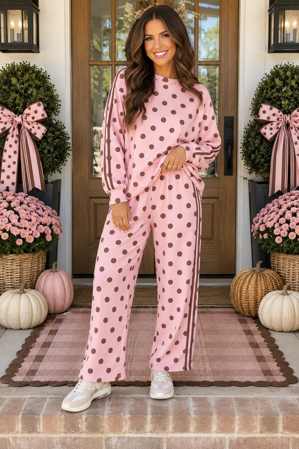 Pink Polka Dot Stripe Set