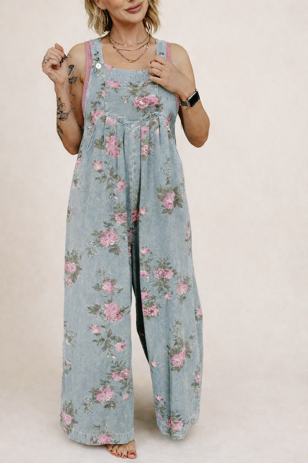 Floral Denim Jumpsuit FB