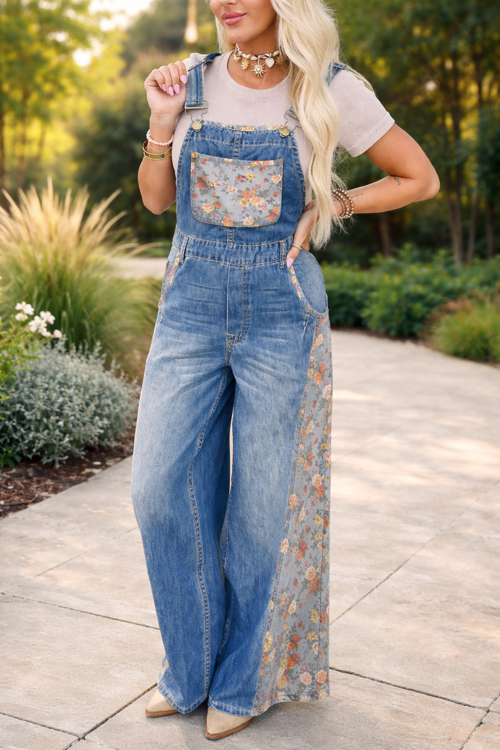 Floral Patchwork Overalls FB