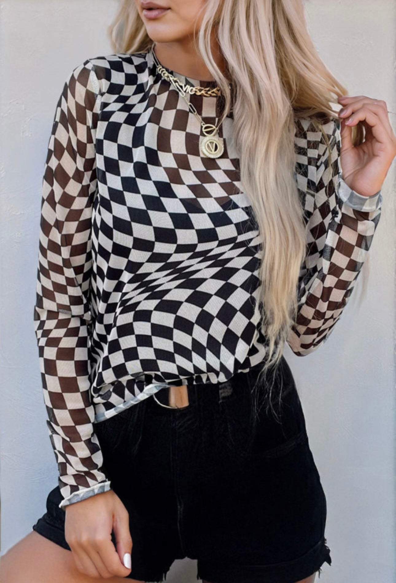 Checkered Mesh Top FB