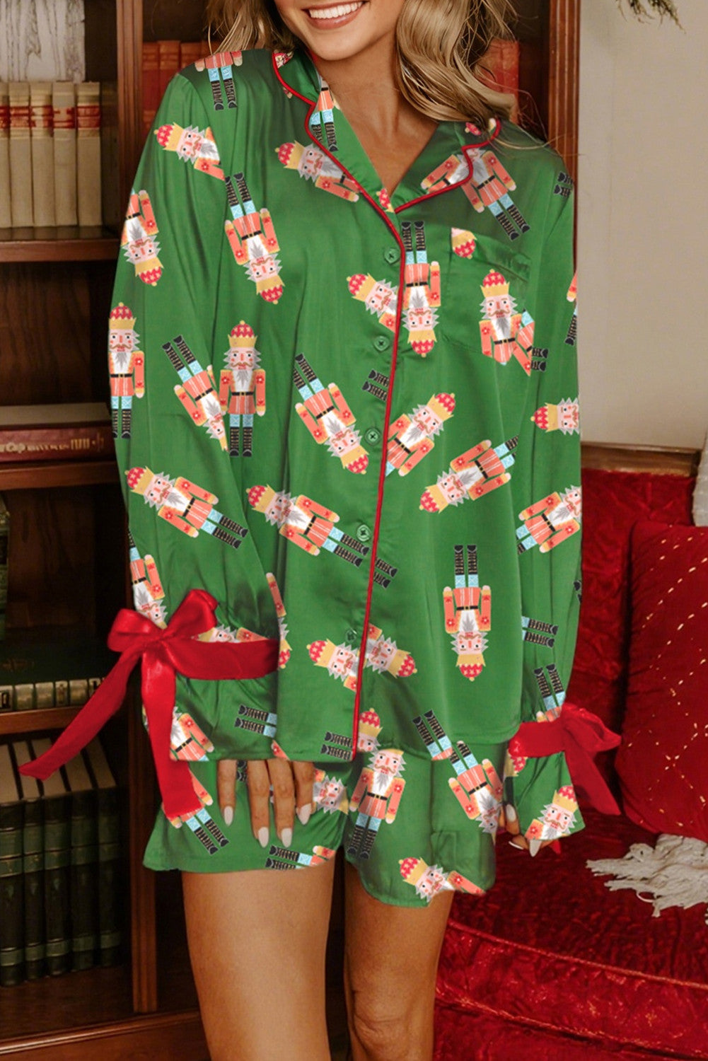 Green Christmas NutCracker PJ Set FB