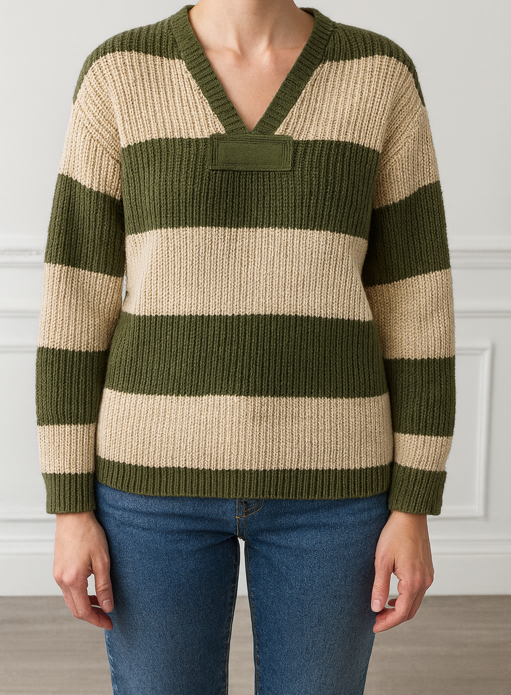 Green Stripe Plus Size Sweater November.
