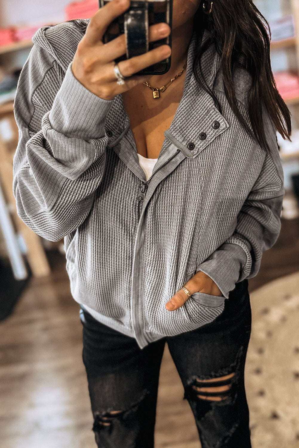 Grey Waffle Jacket FB