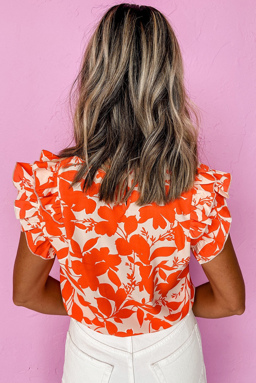 Orange Floral Blouse FB