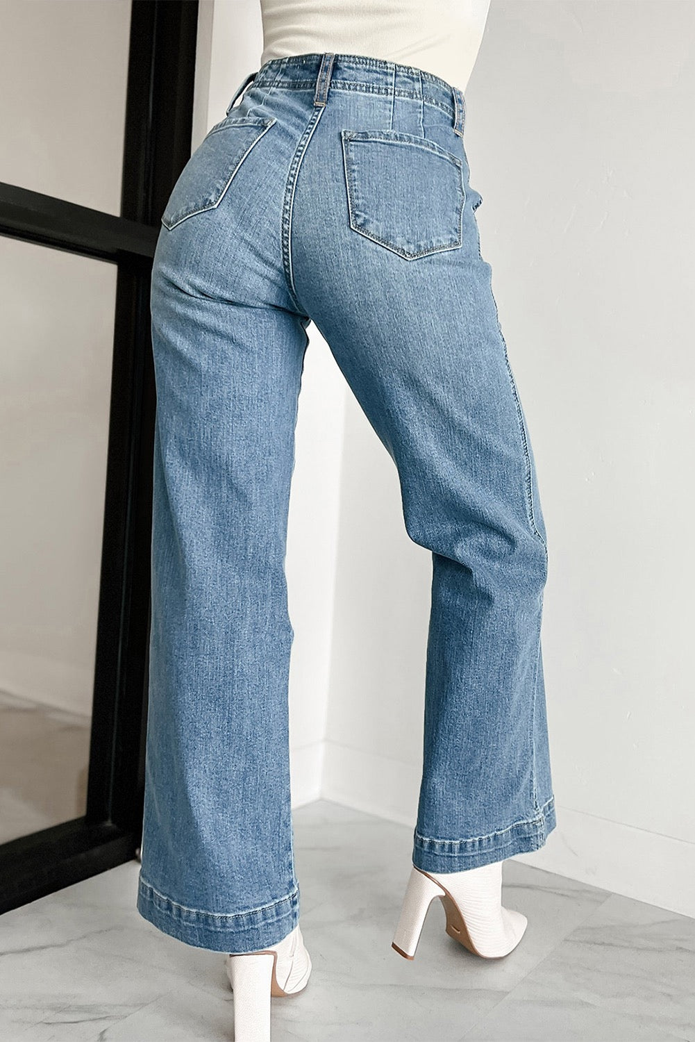Medium Wash Straight Loose Jeans FB