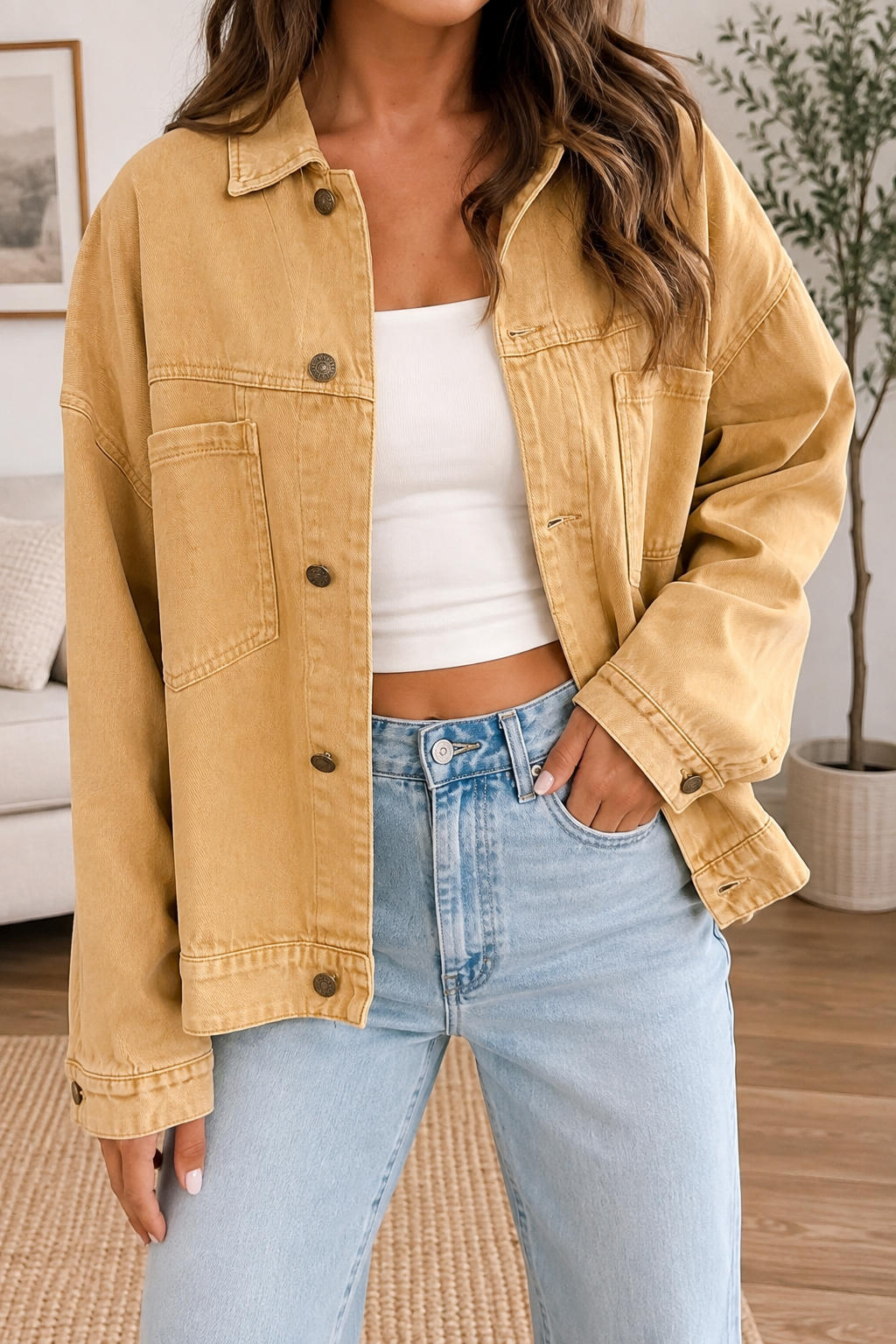 Metal Button Denim Jacket