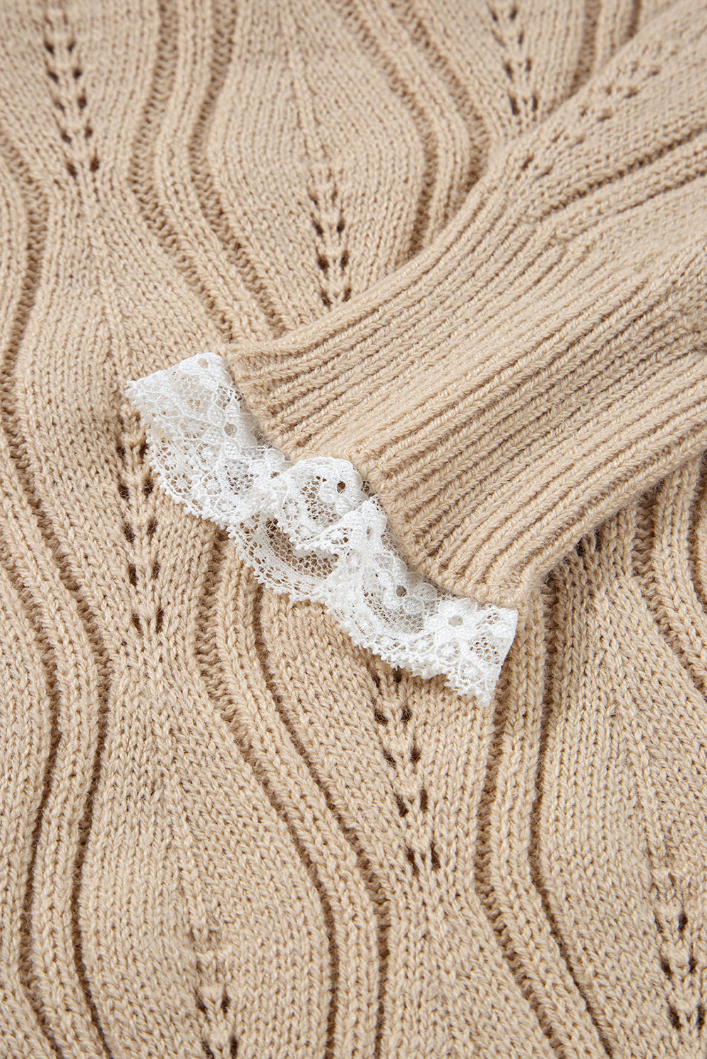 Pearl Beaded Peep Lace Sweater LT