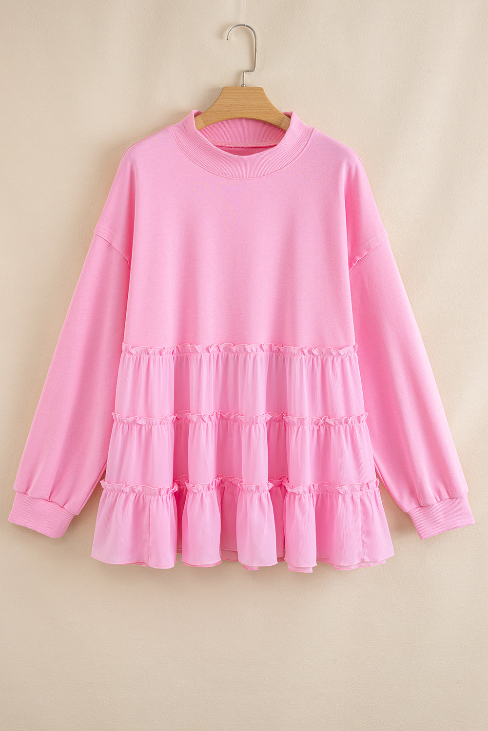 Pink Tiered Plus Size Blouse LT