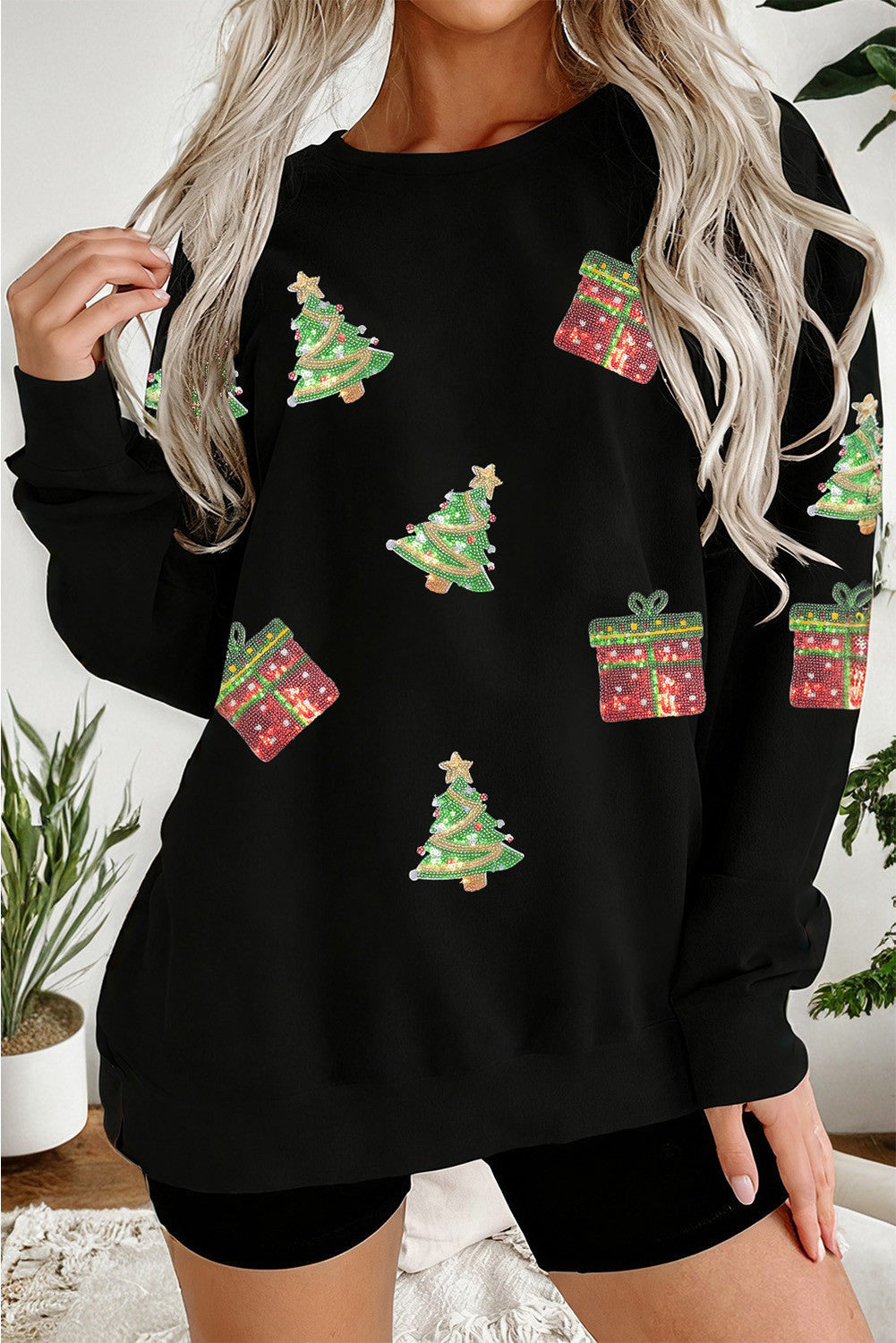 Sequin Christmas Tree Gift Top FB