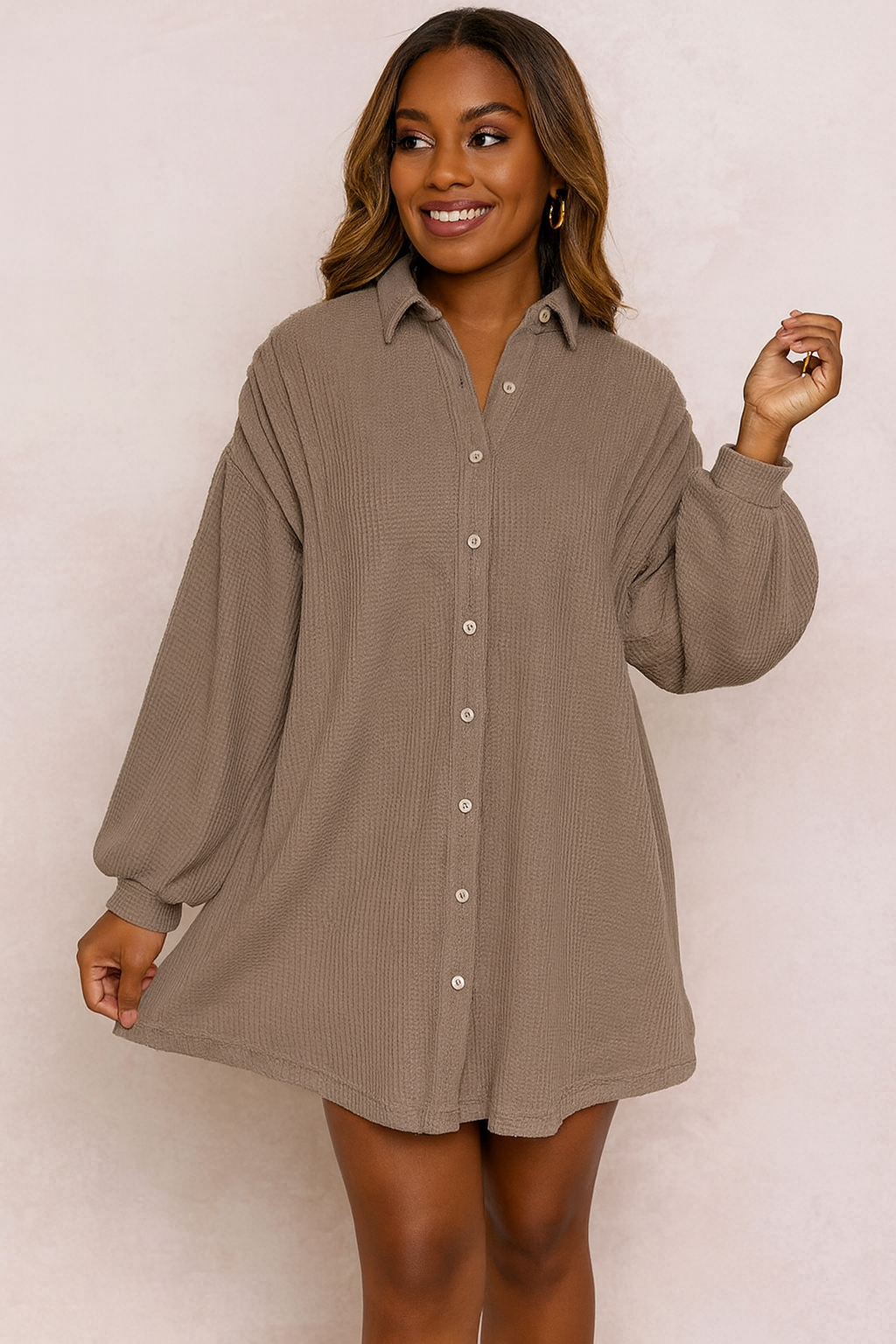 Waffle Knit Tunic Dress October.