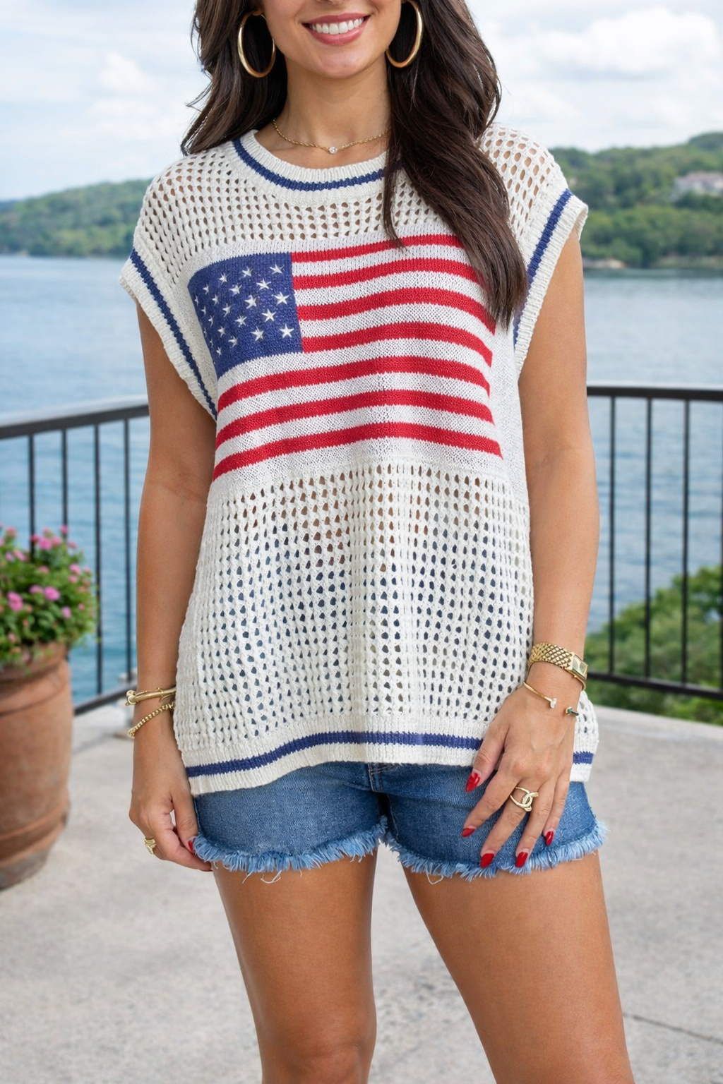 White Flag Knitted Top FB