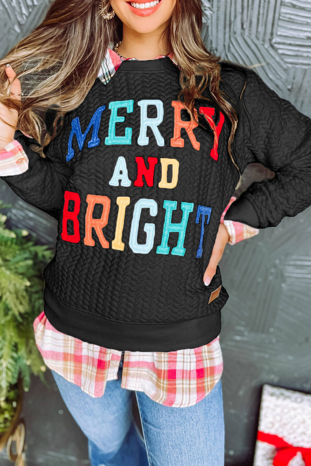 Merry and Bright Cable Knit Pullover FB