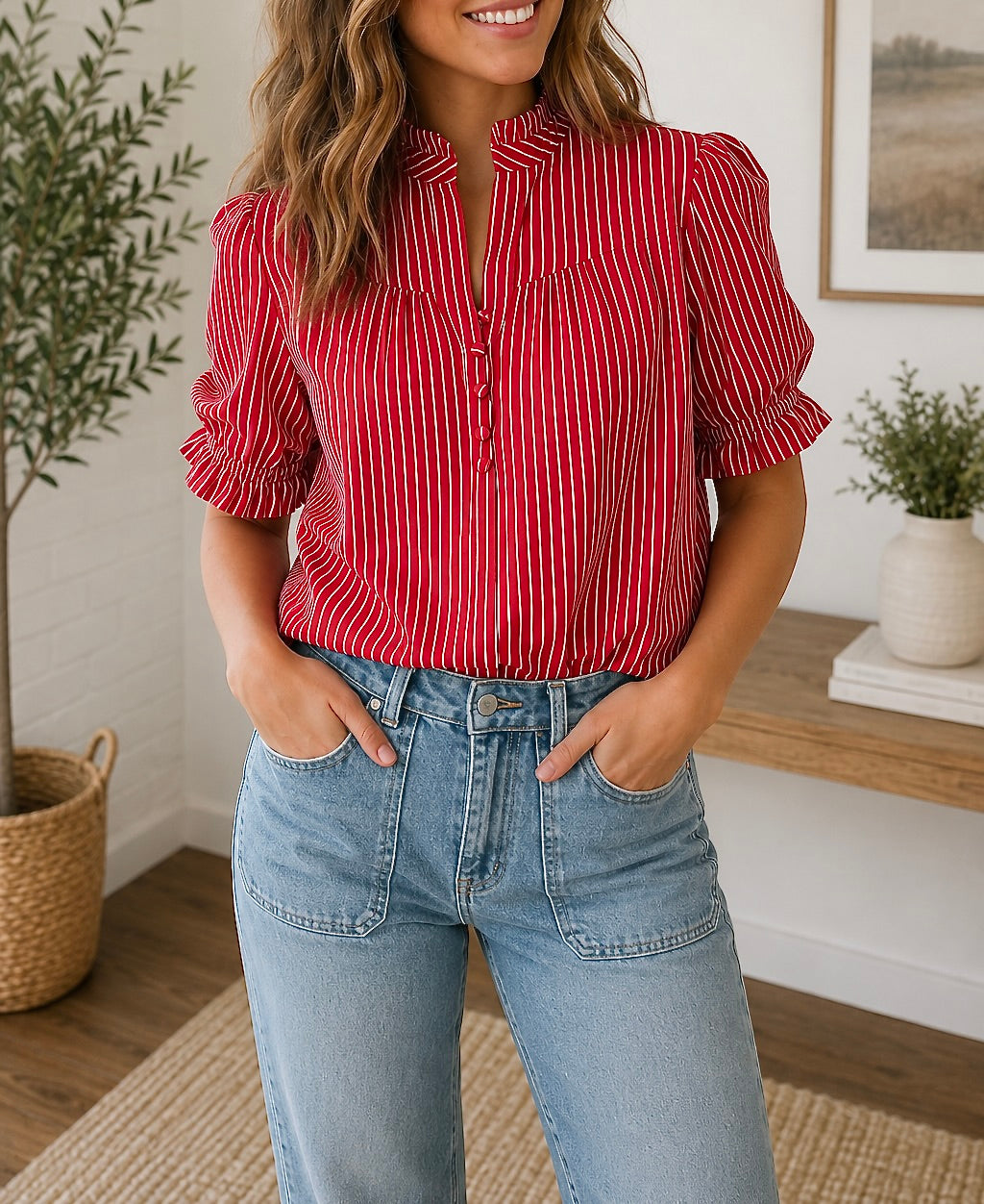 Stripe Ruffled Blouse
