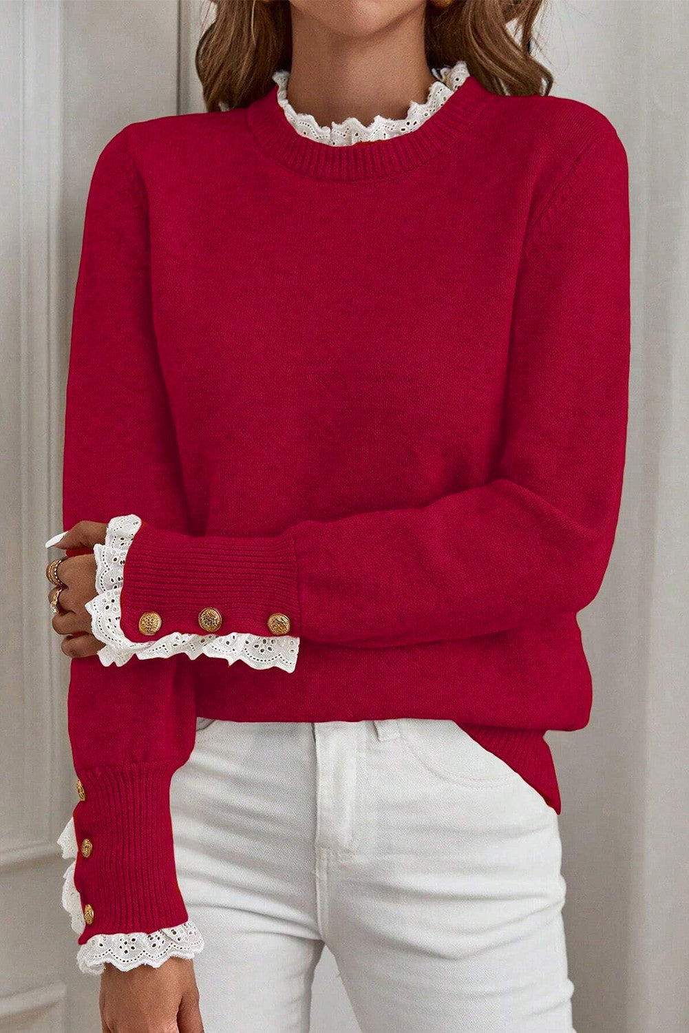 Lace Trim Sweater FB