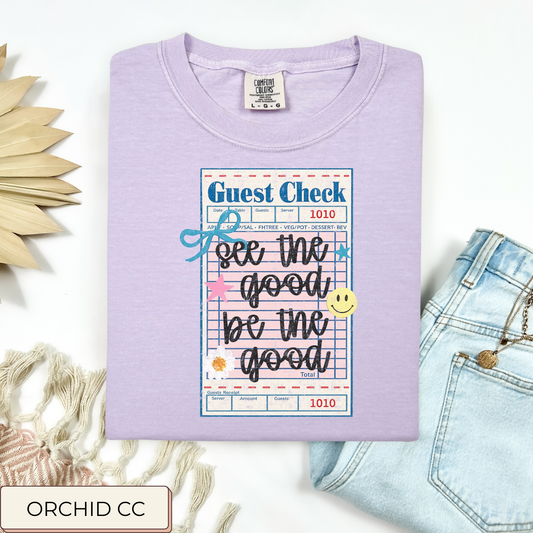 See The Good Guest Check Tee.
