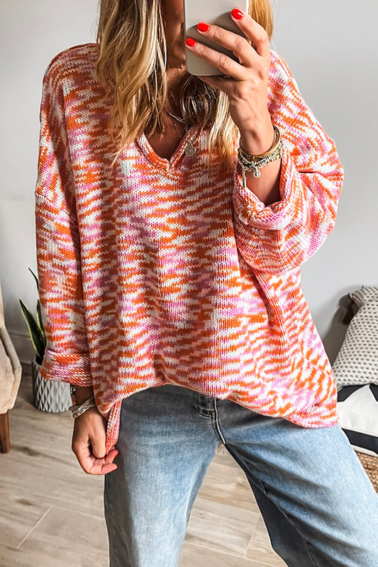 Orange Abstract Tunic Sweater FB