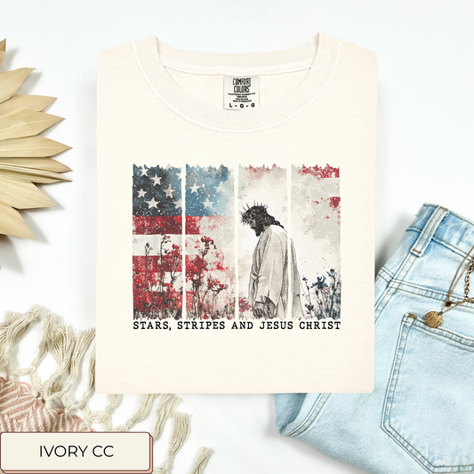 Stars, Stripes, And Jesus Christ Tee.