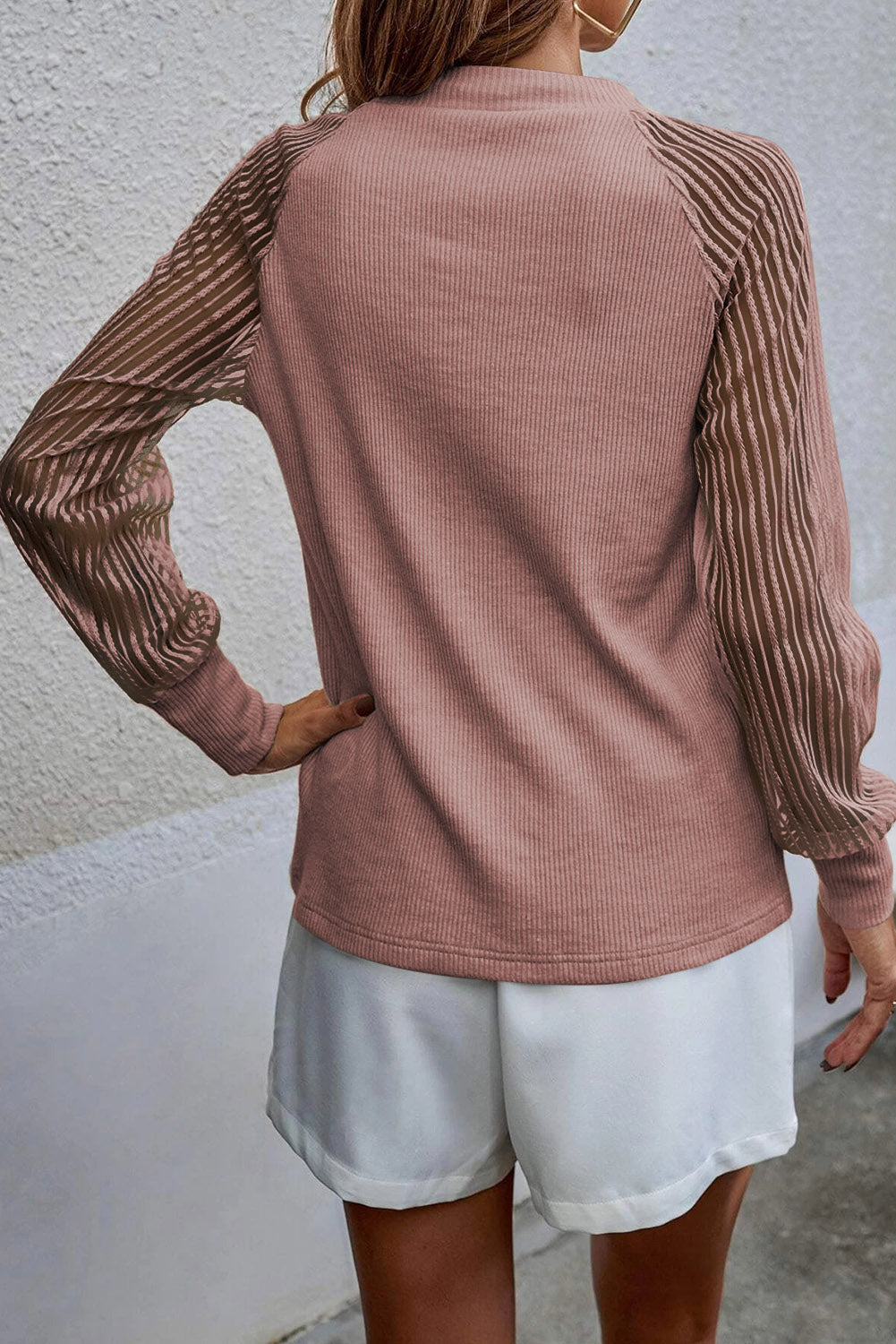 Pink Mesh Ribbed Top LT