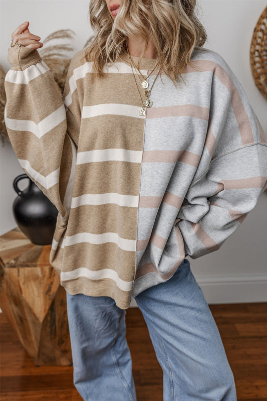Khaki Stripe Oversize Sweater FB