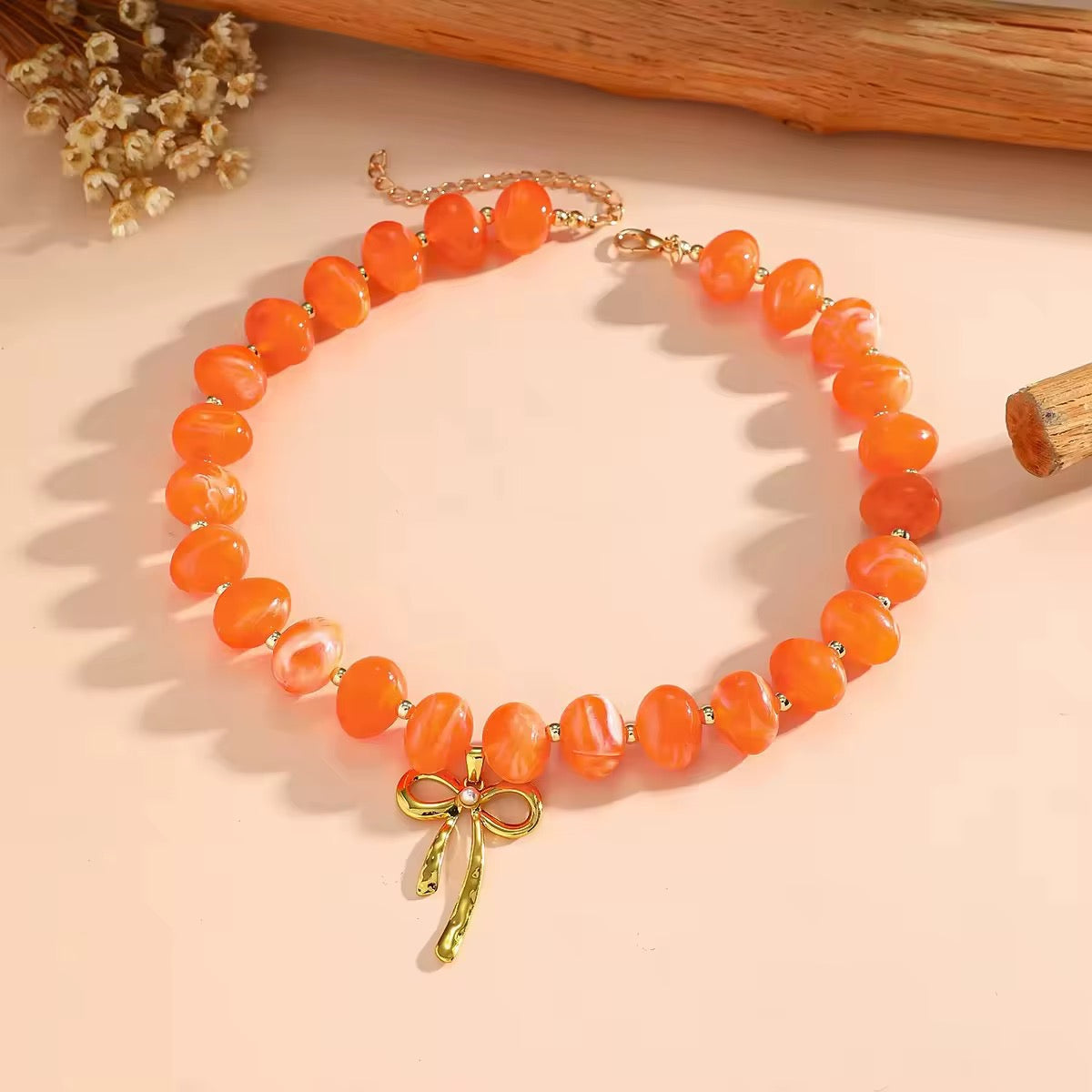 Beaded Bow Necklace RTS