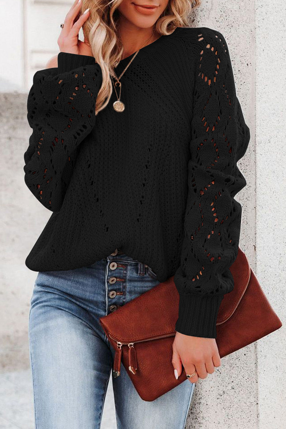 Hollow Puff Sweater FB