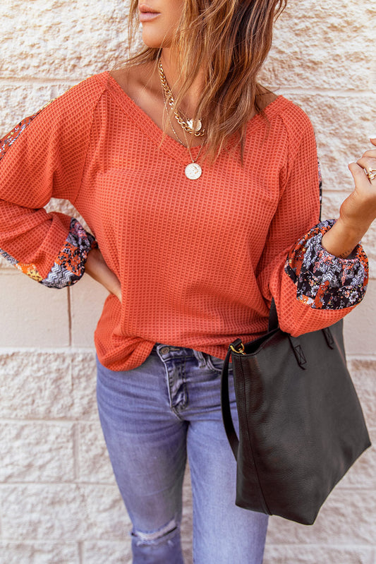 Orange Thermal Knit Top FB
