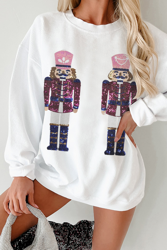 White Sequin Nutcracker Top FB