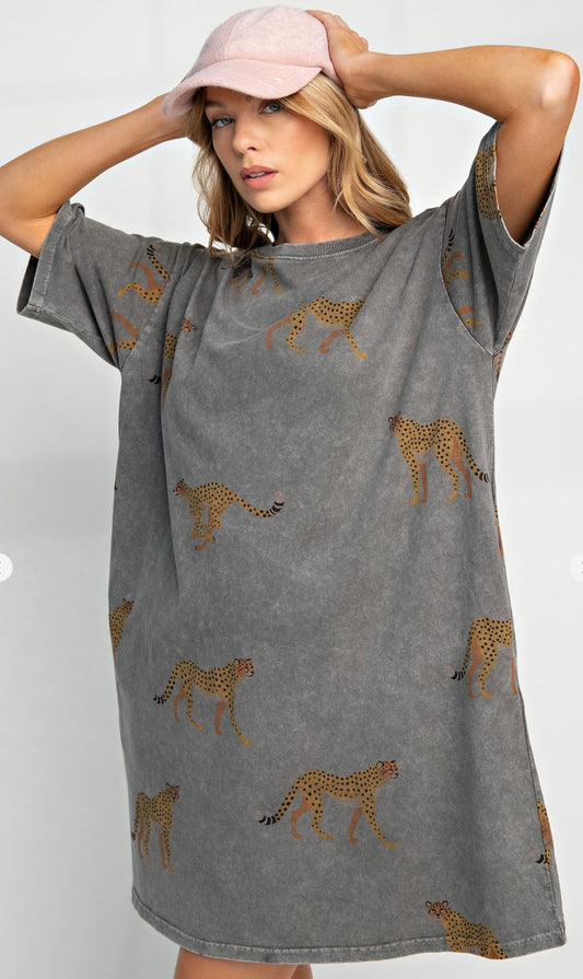 Cheetah Print T-shirt Dress