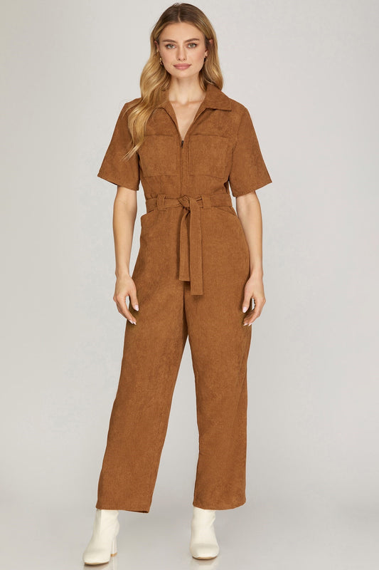 Camel Corduroy Romper ￼