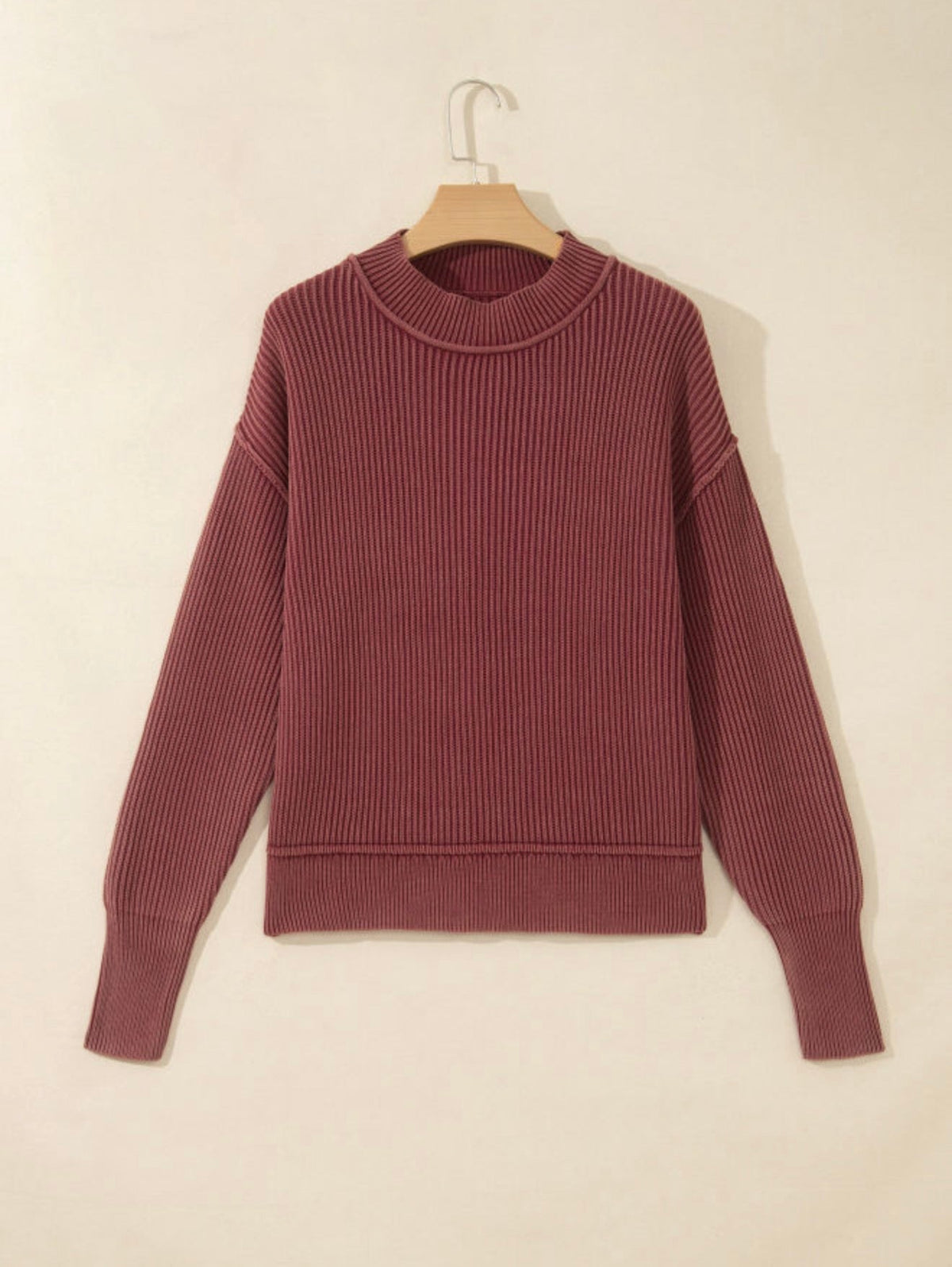 Drop Shoulder Ribbed Sweater