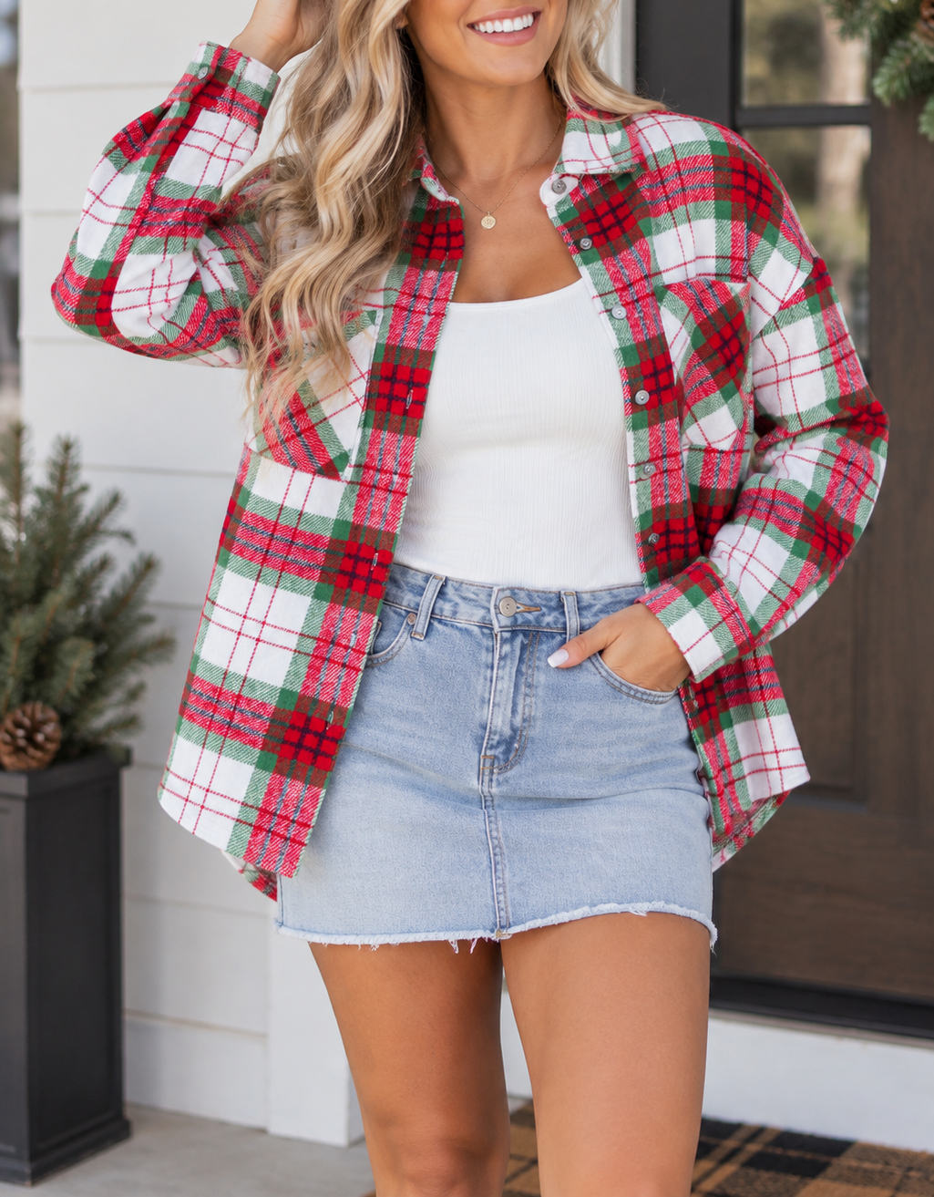 Red Plaid Flannel Jacket