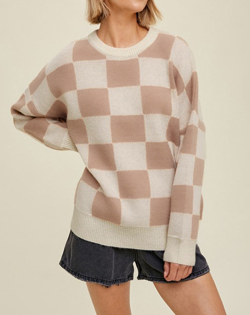 Checkered Baggy Sweater FB