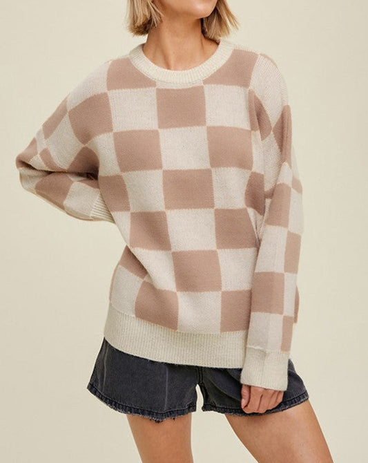 Checkered Baggy Sweater FB