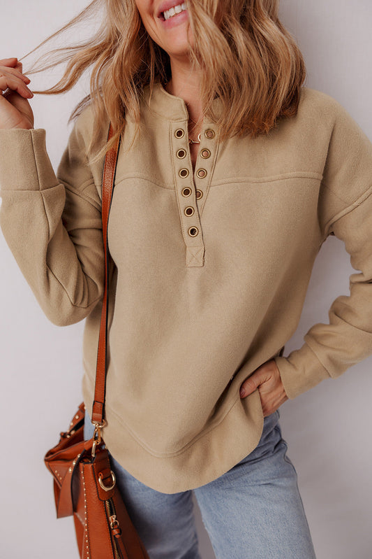 Beige V Neck Sweatshirt FB