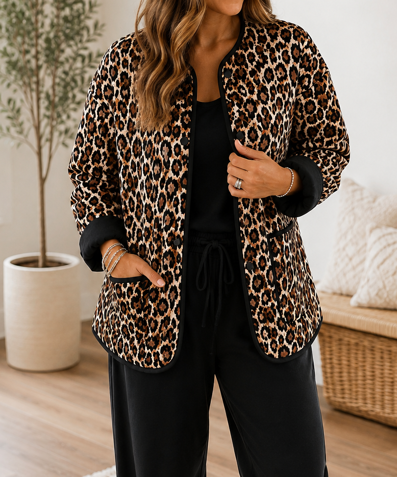 Brown Leopard Quilted Jacket RTS