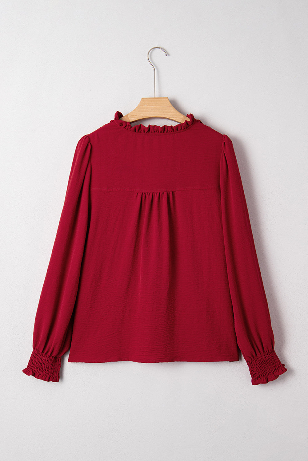 Burgundy Shirred Cuff Blouse LT