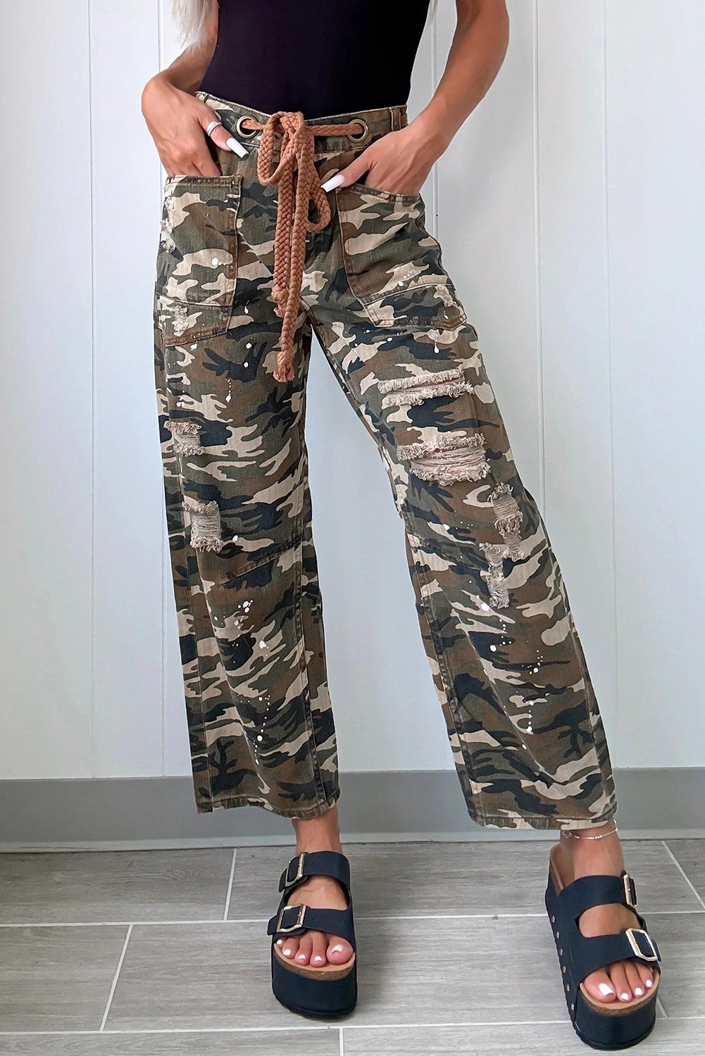Camo Distressed Pants LT