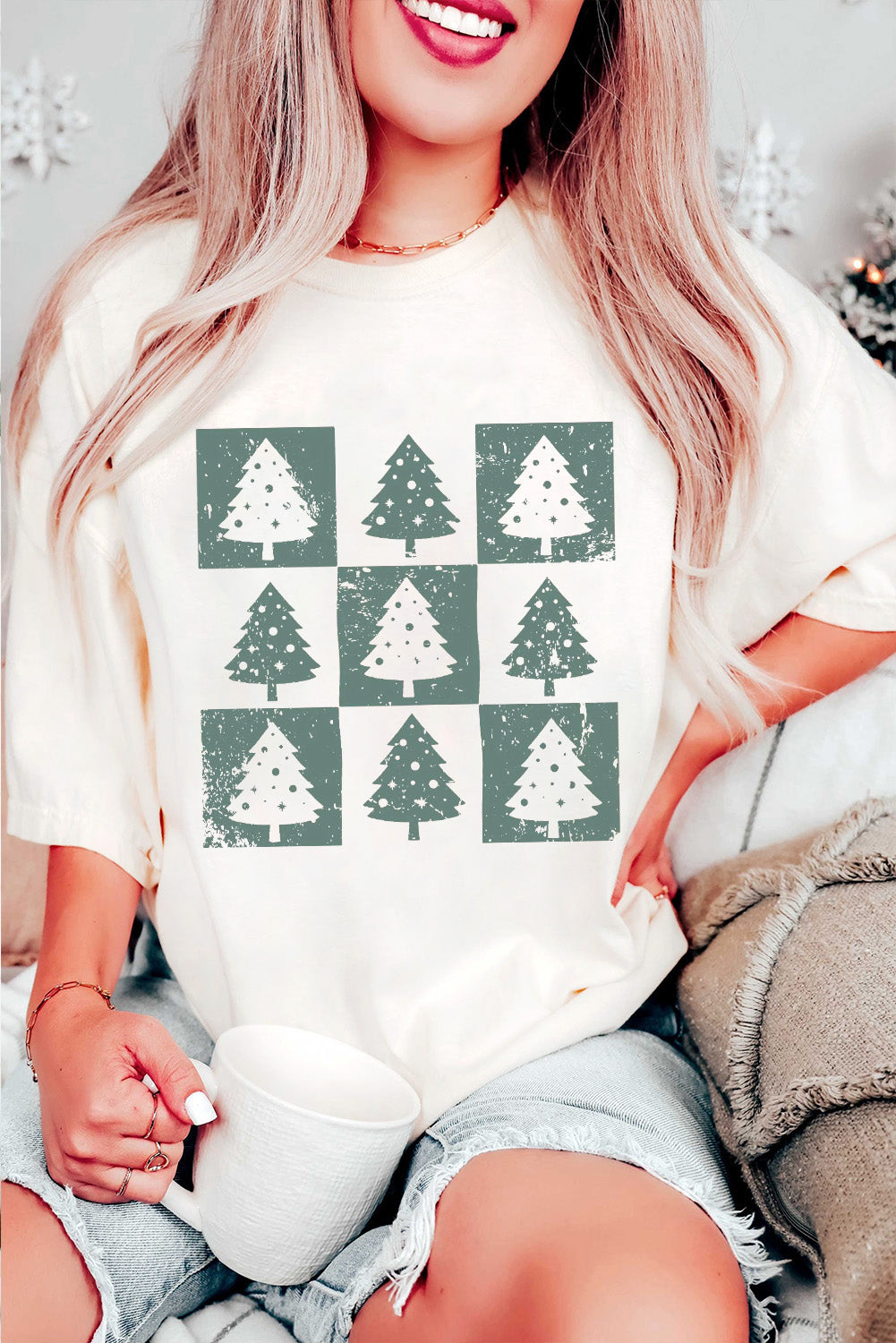 Christmas Tree Checkered Oversized Top RTS