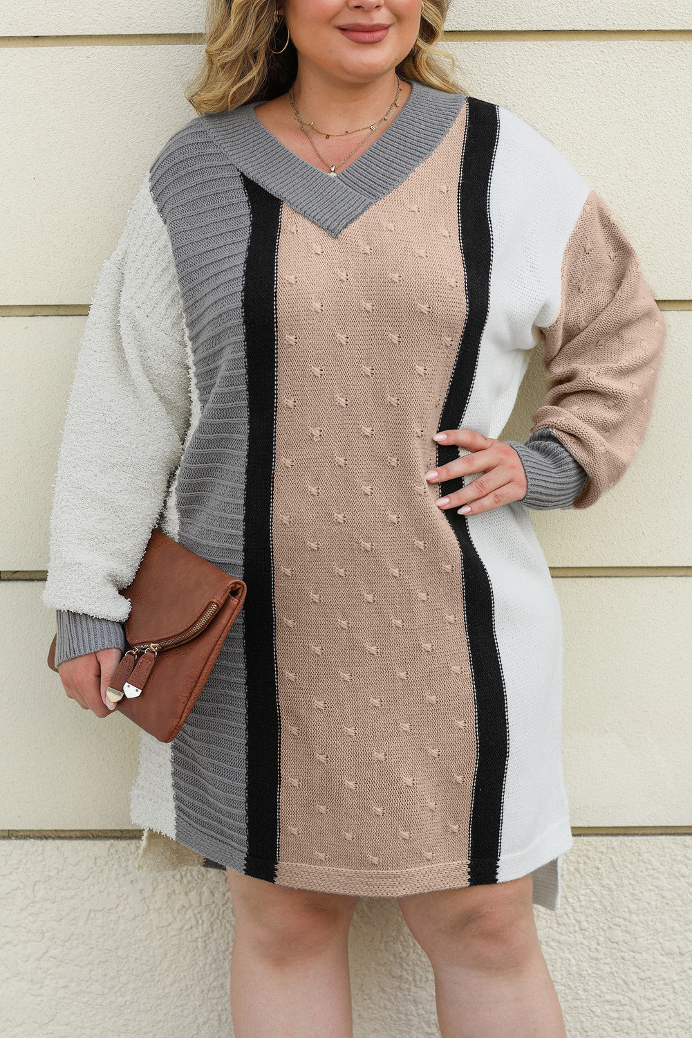 Colorblock Plus Sweater Dress FB