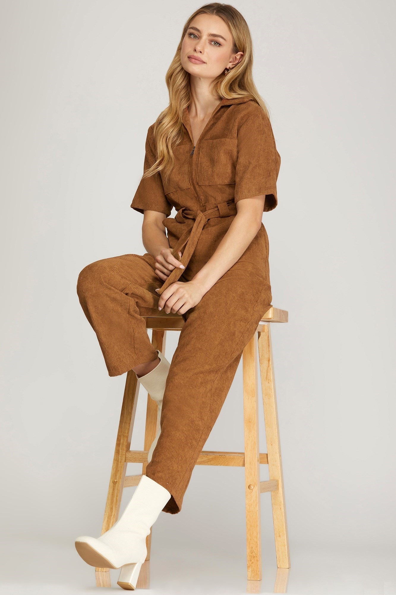 Camel Corduroy Romper ￼
