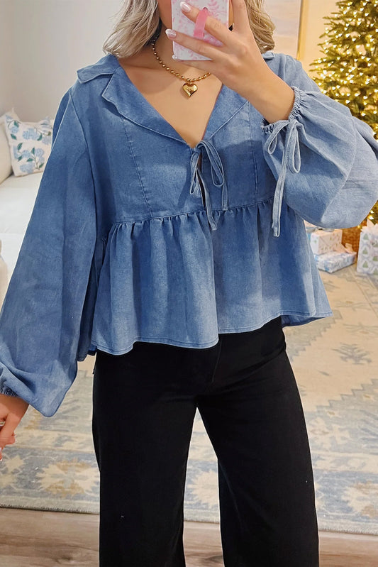 Denim Peplum Fall Top FB
